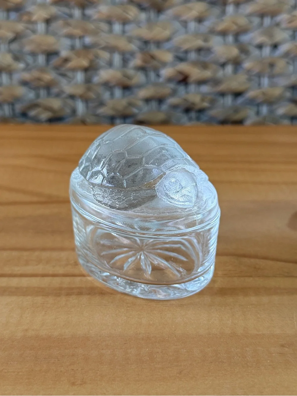 Turtle On Nest, Clear Glass, France, Small Oval Trinket Dish, Cottagecore